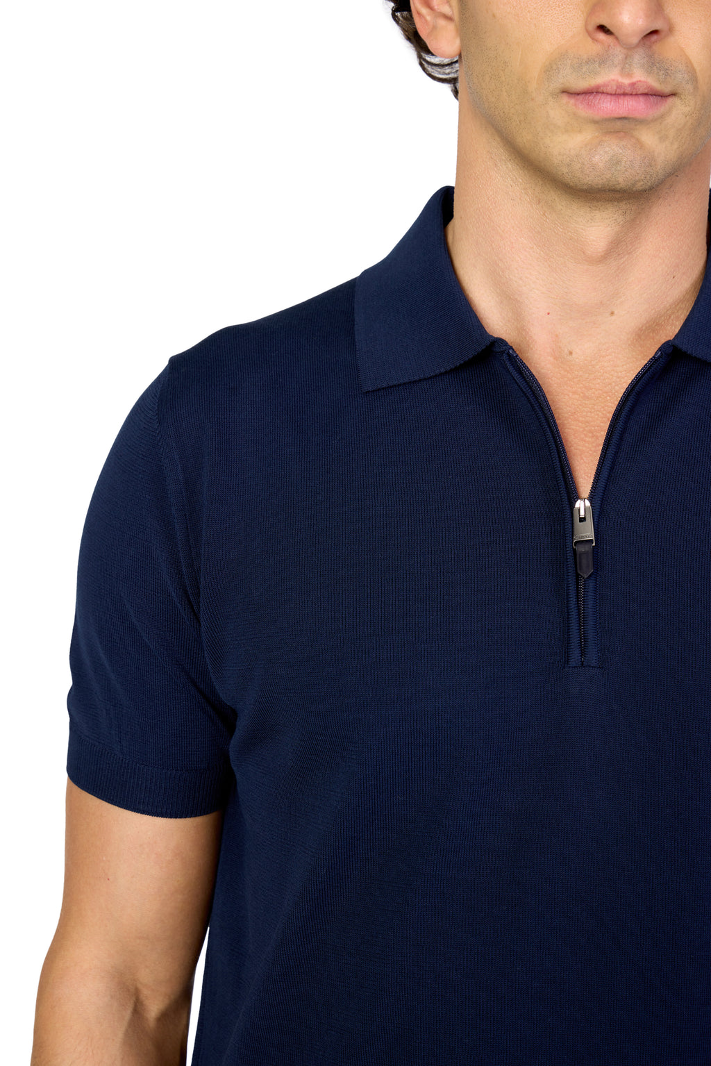CANALI | Zip Neck Polo | Navy