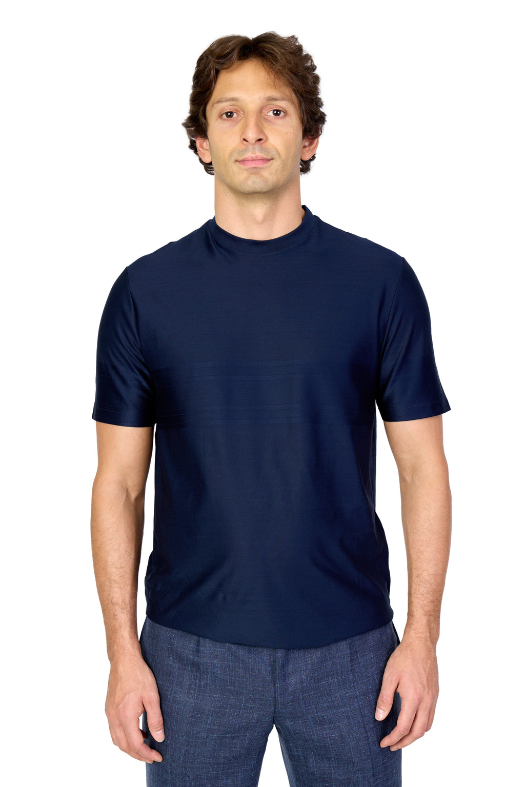 CANALI | Self-Stripe T-Shirt | Navy