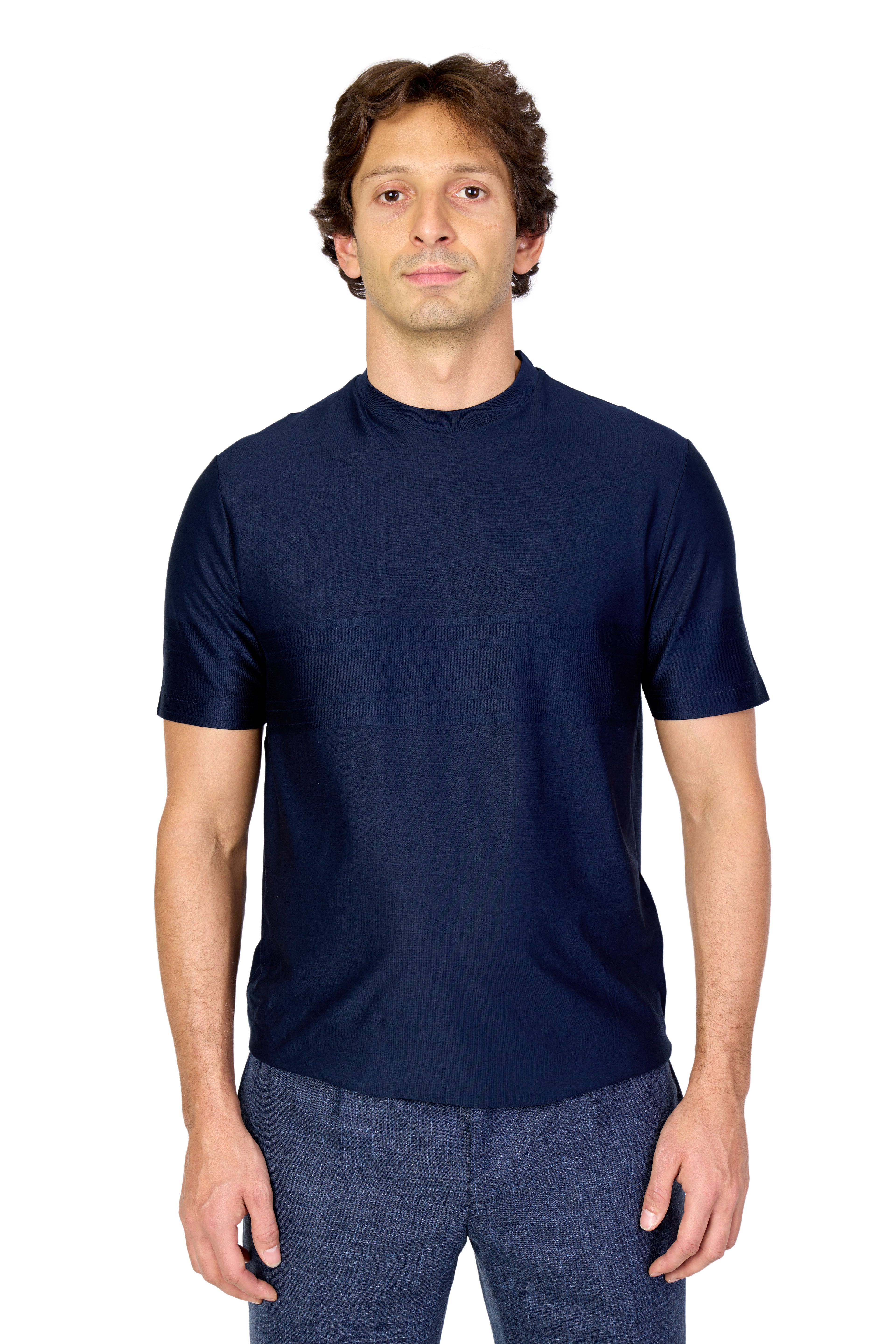 CANALI | Self-Stripe T-Shirt | Navy