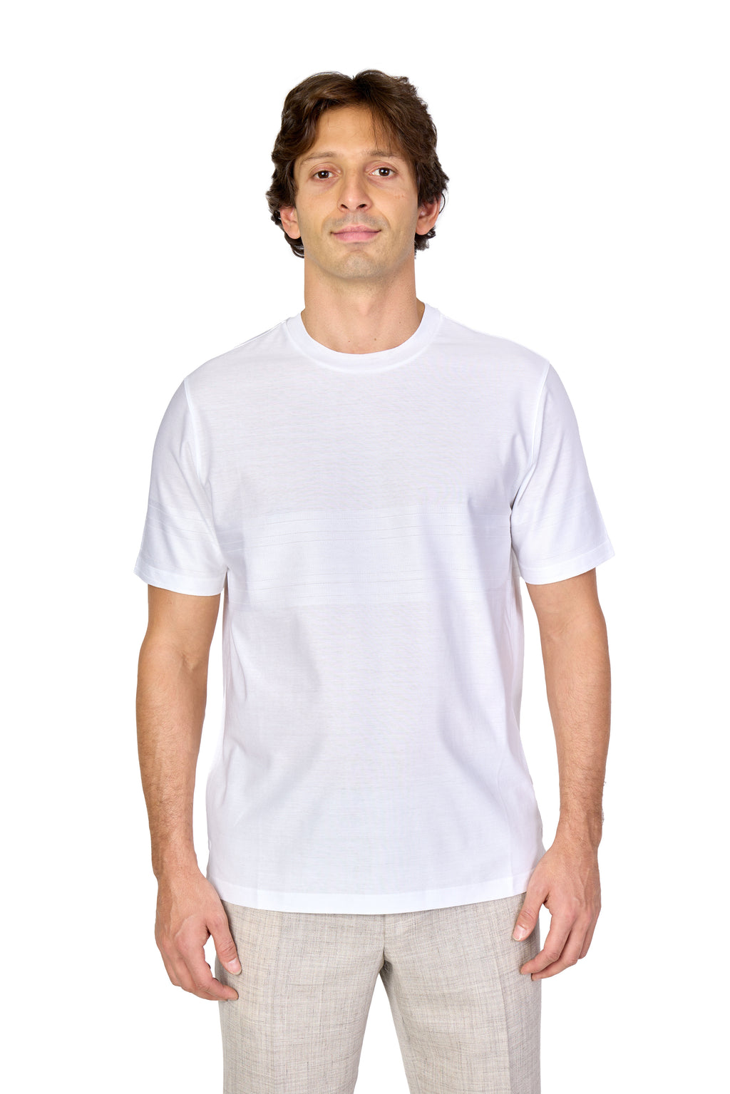 CANALI | Self-Stripe T-Shirt | White