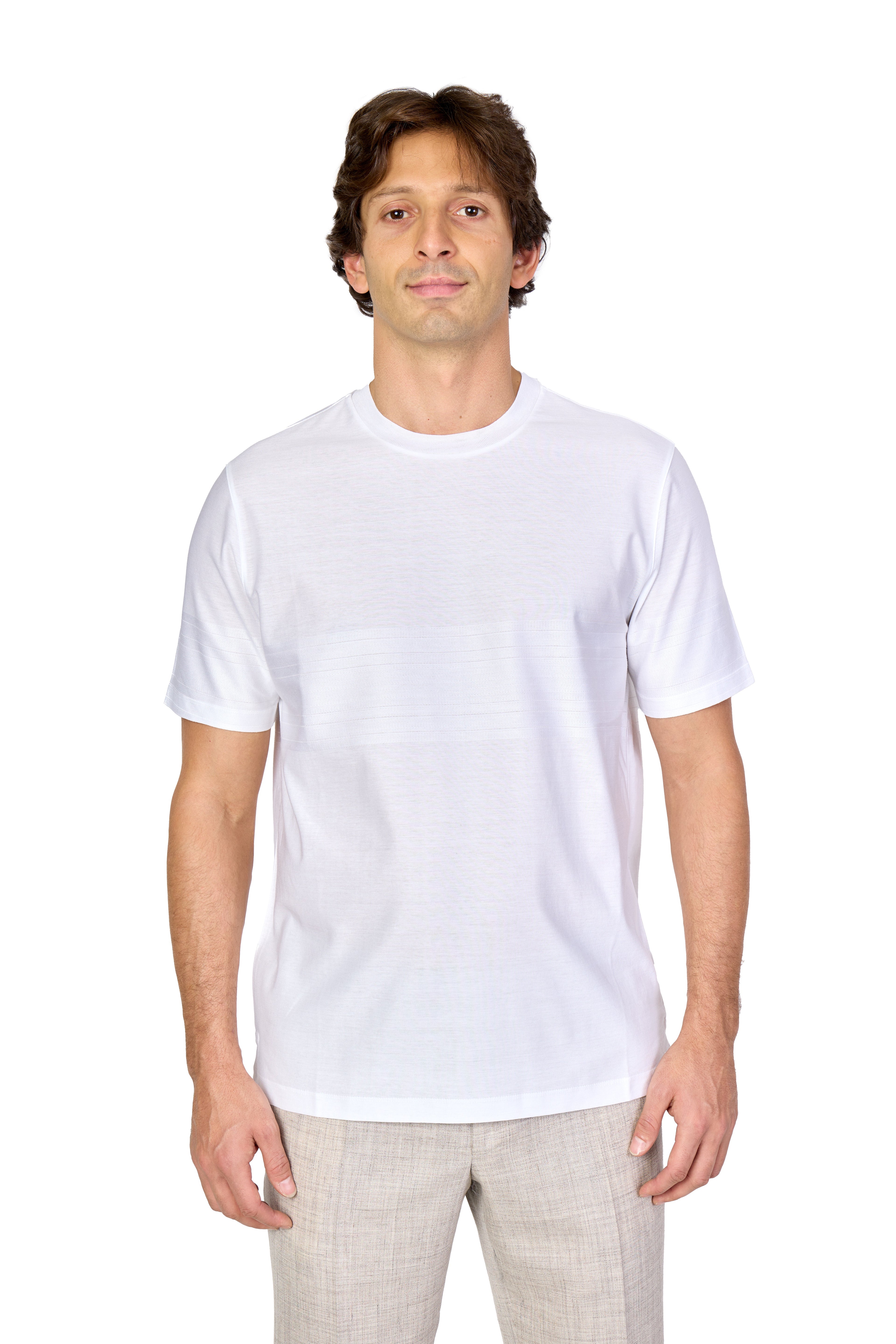 CANALI | Self-Stripe T-Shirt | White
