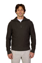CANALI | Zipped Collar Knit | Chocolate