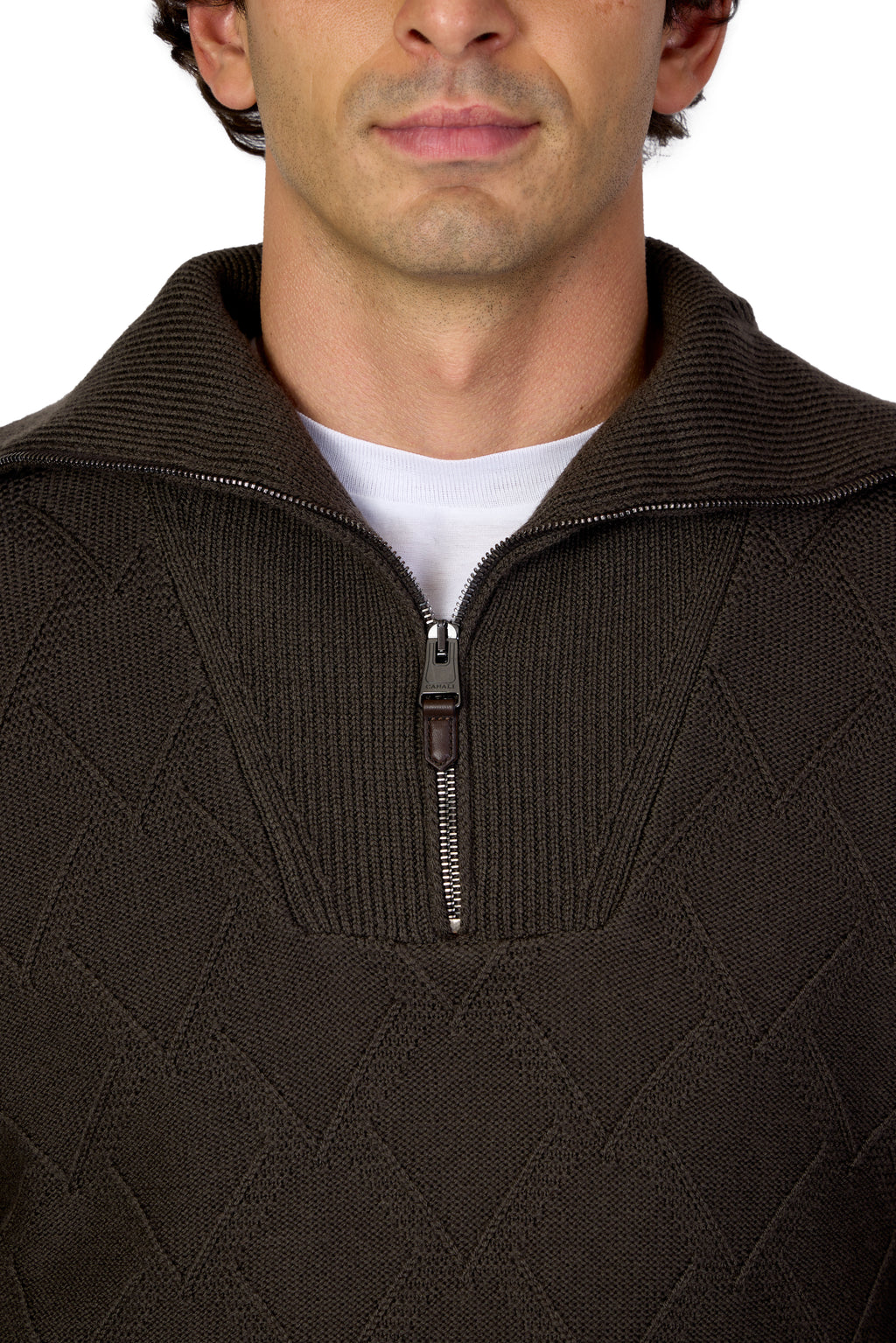 CANALI | Zipped Collar Knit | Chocolate