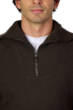 CANALI | Zipped Collar Knit | Chocolate