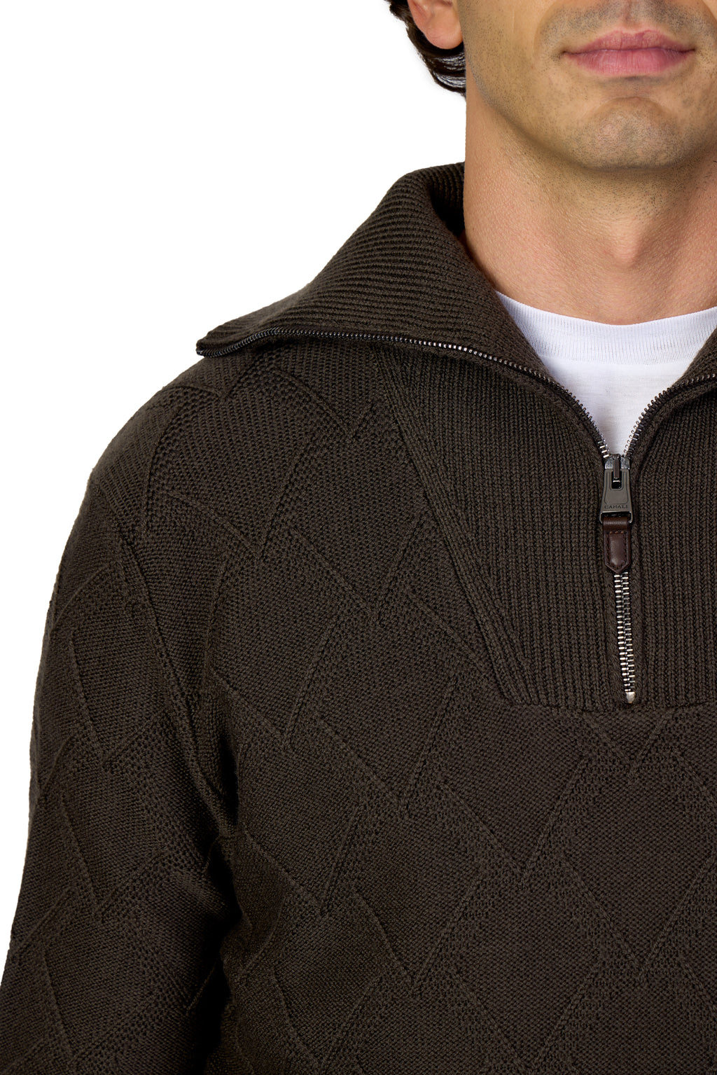 CANALI | Zipped Collar Knit | Chocolate