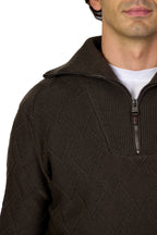 CANALI | Zipped Collar Knit | Chocolate