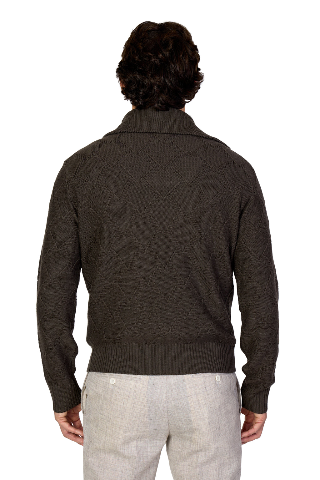 CANALI | Zipped Collar Knit | Chocolate
