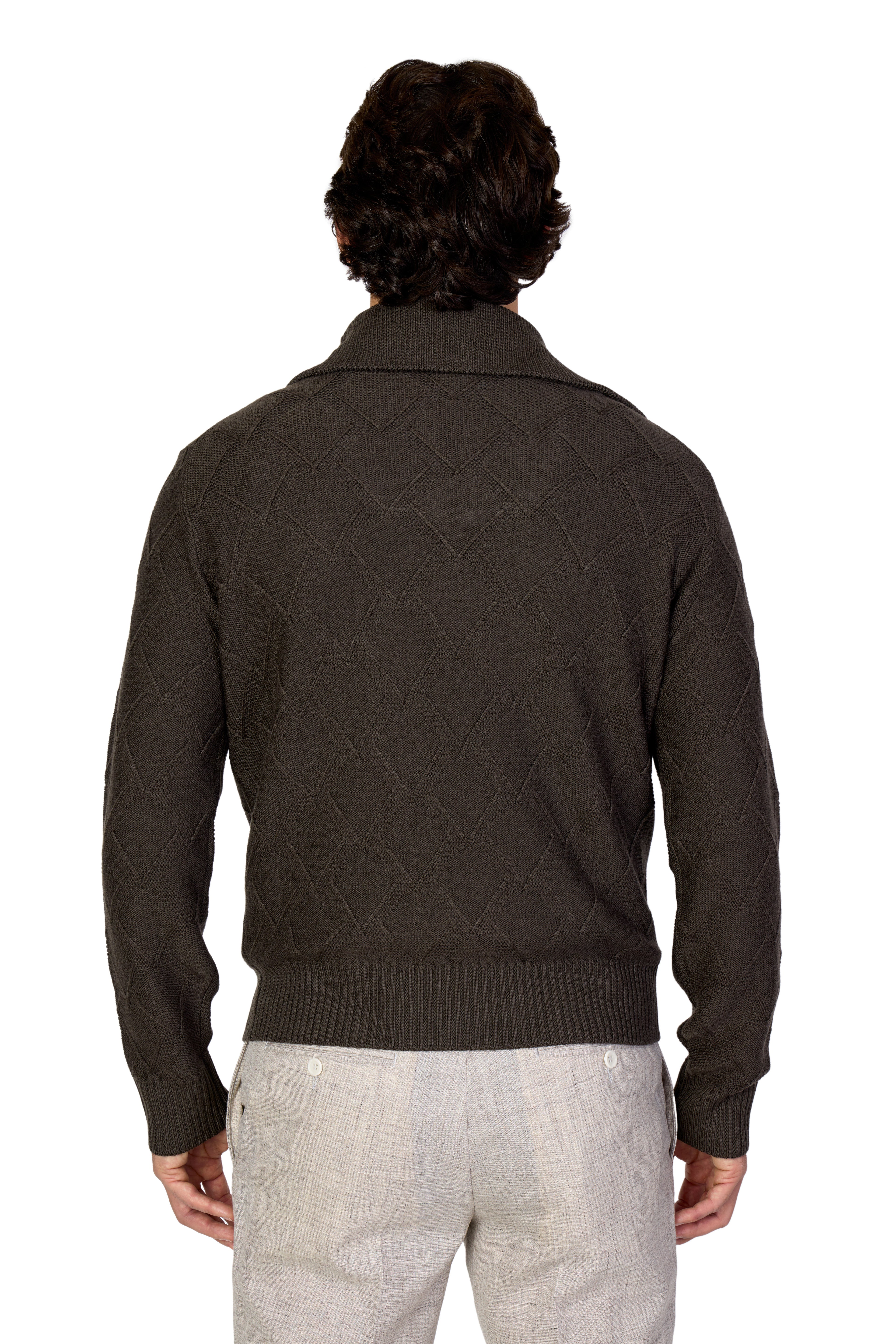 CANALI | Zipped Collar Knit | Chocolate
