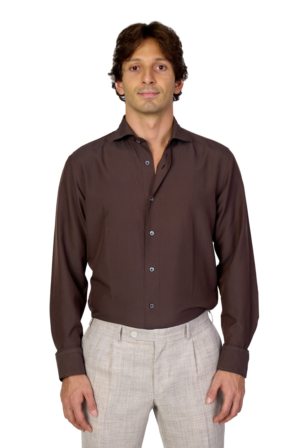 CANALI | Cotton And Silk Shirt | Chocolate
