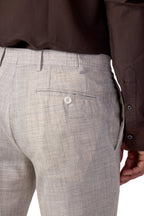 CANALI | 1 Pleat Wool, Silk & Linen Trousers | Sand