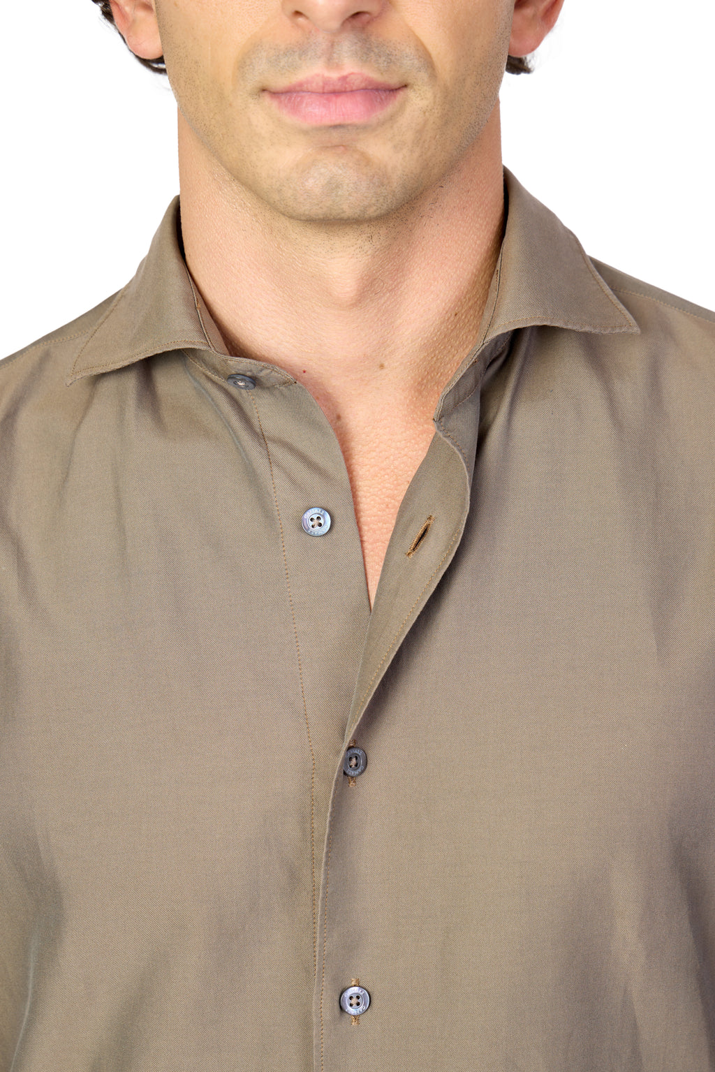 CANALI | Cotton And Silk Shirt | Khaki Brown