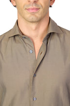 CANALI | Cotton And Silk Shirt | Khaki Brown