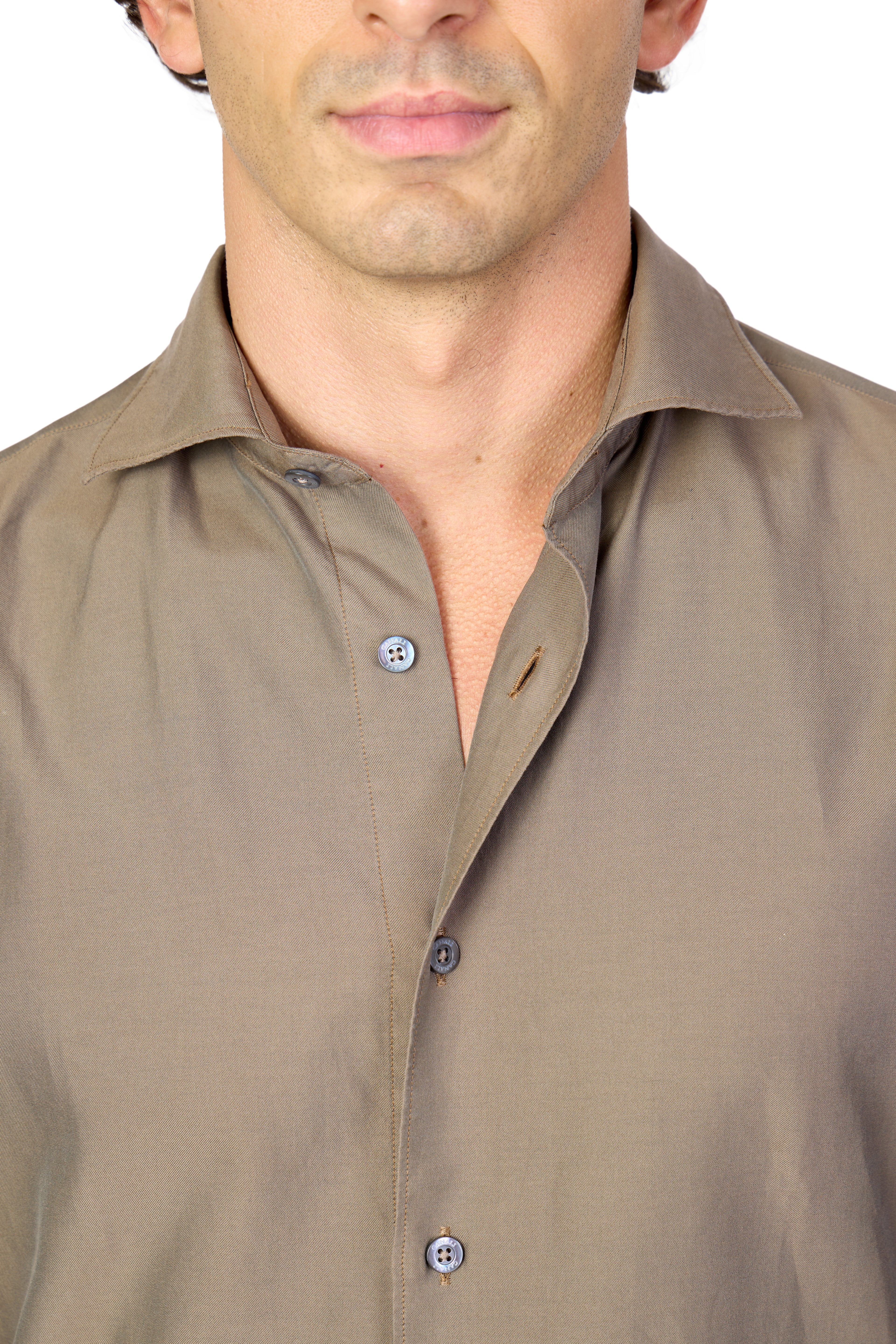 CANALI | Cotton And Silk Shirt | Khaki Brown