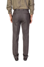 CANALI | 1 Pleat Wool, Silk & Linen Trousers | Dark Brown