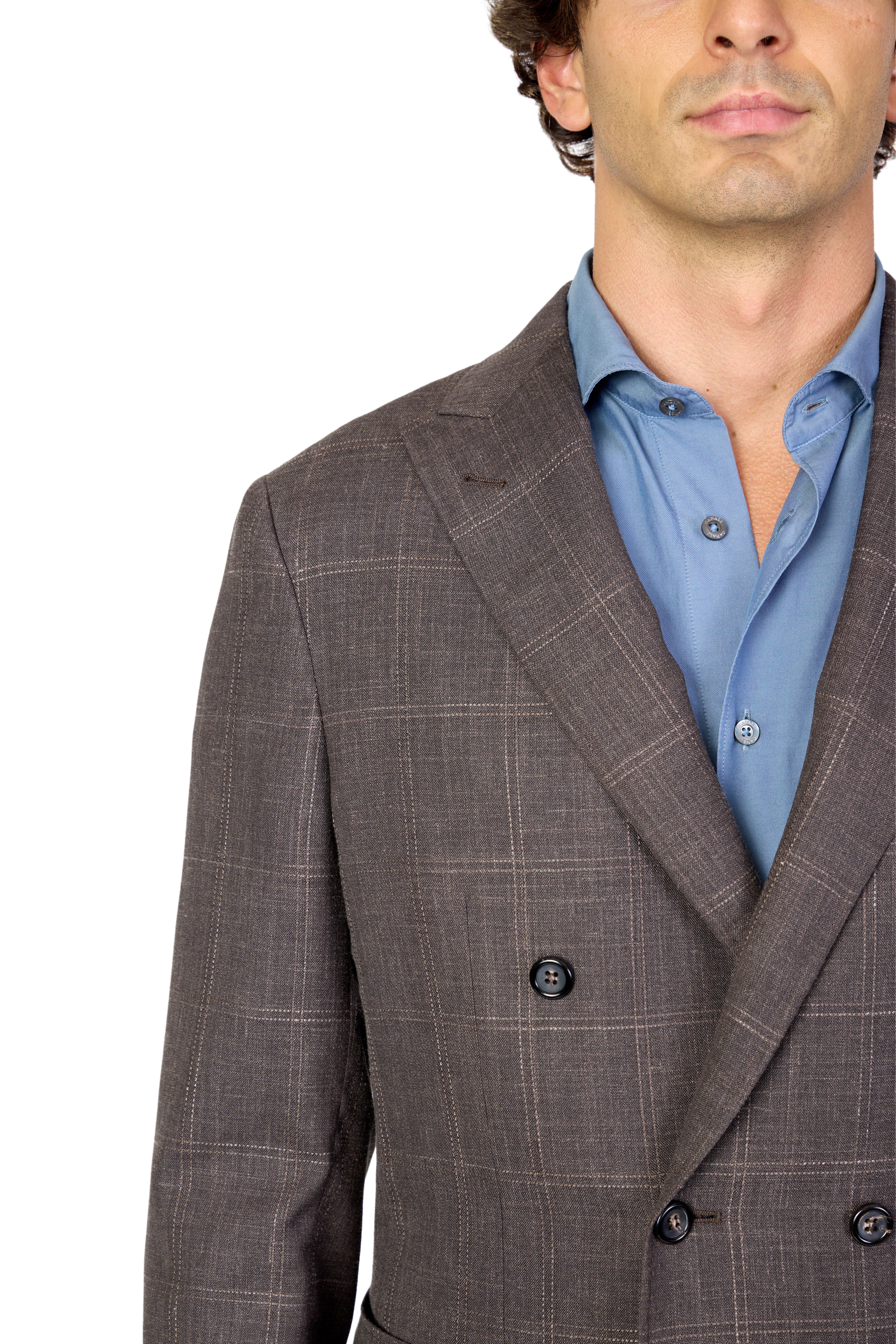CANALI | Double Breasted Check Suit | Chocolate