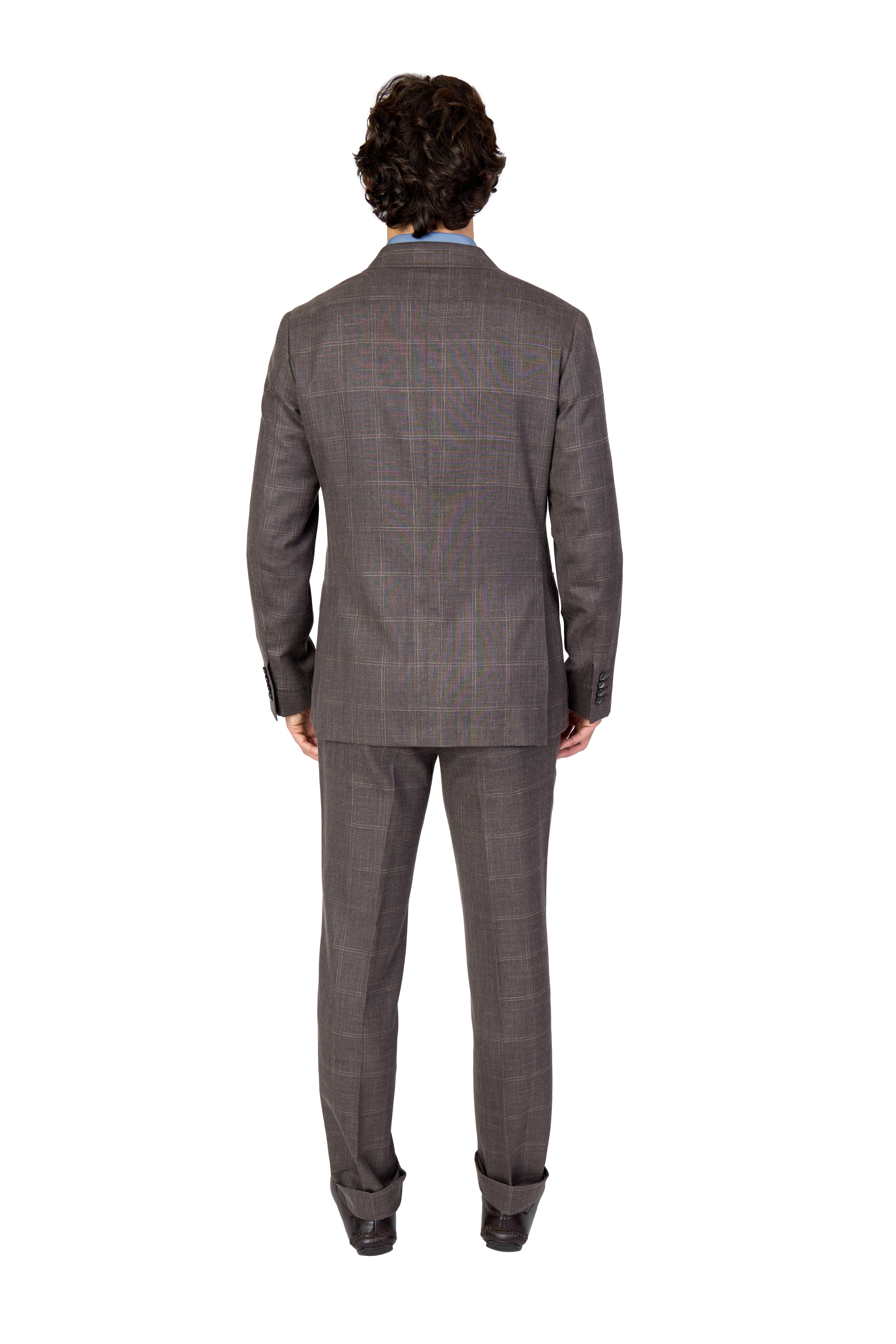 CANALI | Double Breasted Check Suit | Chocolate