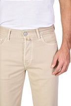 JACOB COHEN | Edo Lightweight Twill Trousers | Beige