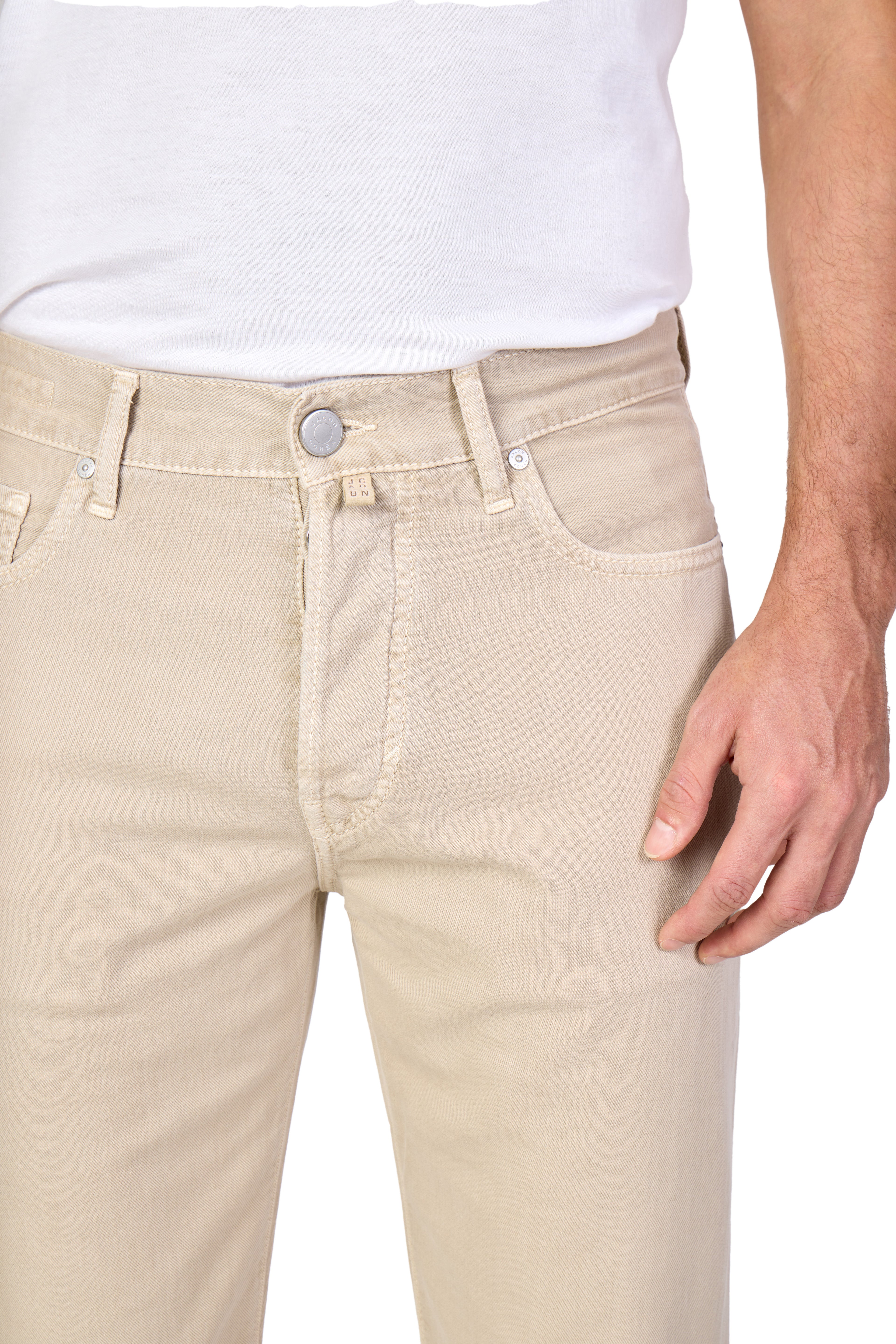 JACOB COHEN | Edo Lightweight Twill Trousers | Beige