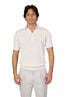BRUNELLO CUCINELLI | Ribbed Knit Polo | Clotted Cream
