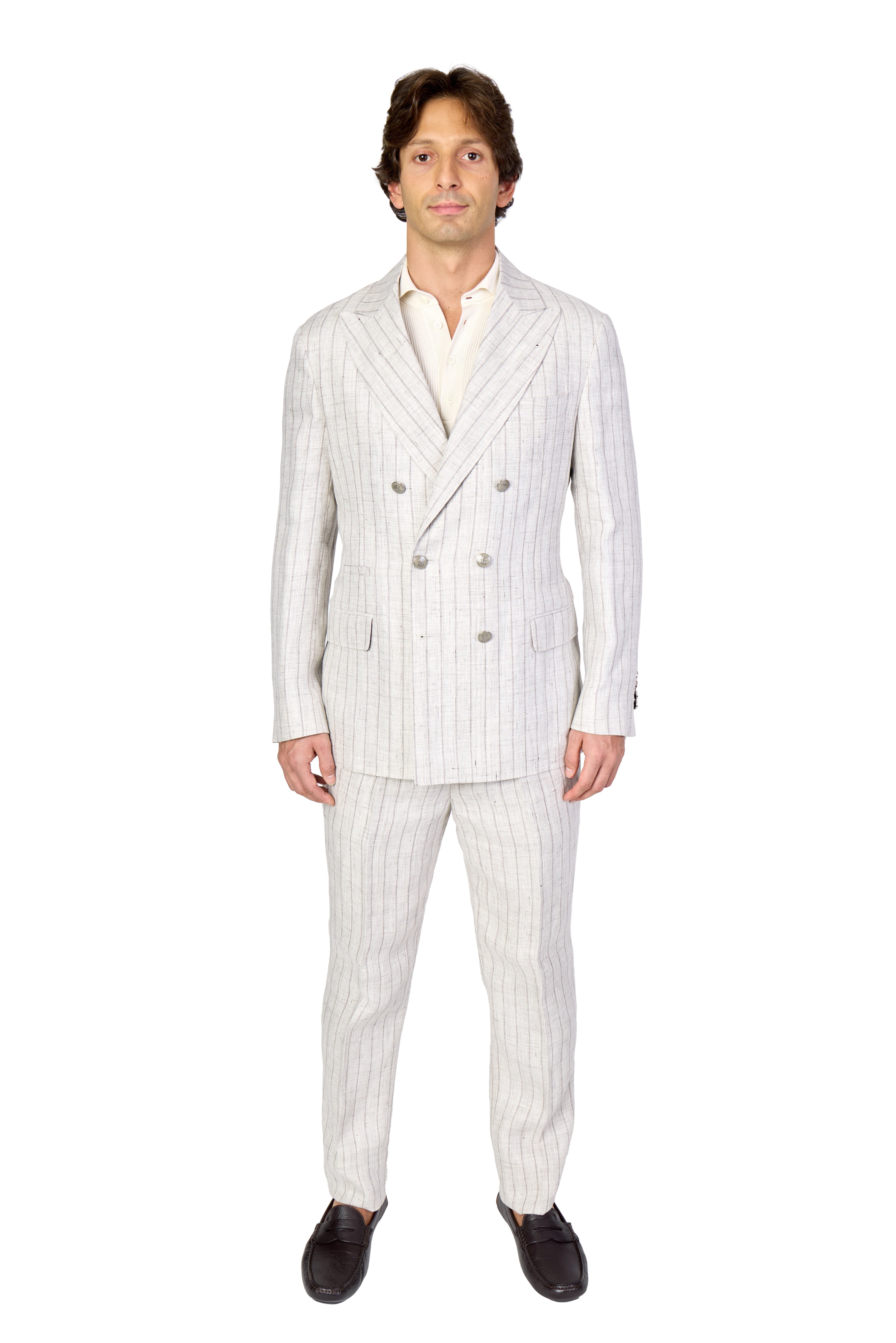 BRUNELLO CUCINELLI | Chalk Stripe Suit | Pale Grey