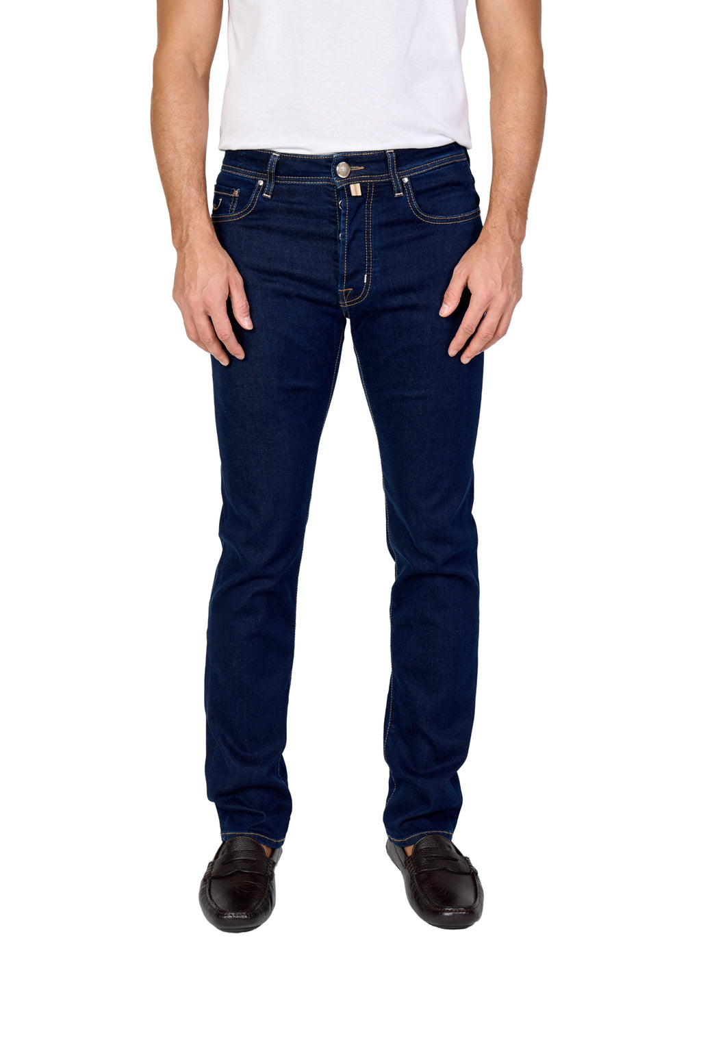 JACOB COHEN | Bard Jeans With Lasered Spiral Patch | Dark Denim