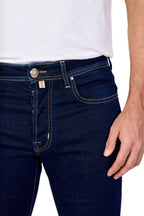 JACOB COHEN | Bard Jeans With Lasered Spiral Patch | Dark Denim