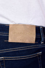 JACOB COHEN | Bard Jeans With Lasered Spiral Patch | Dark Denim