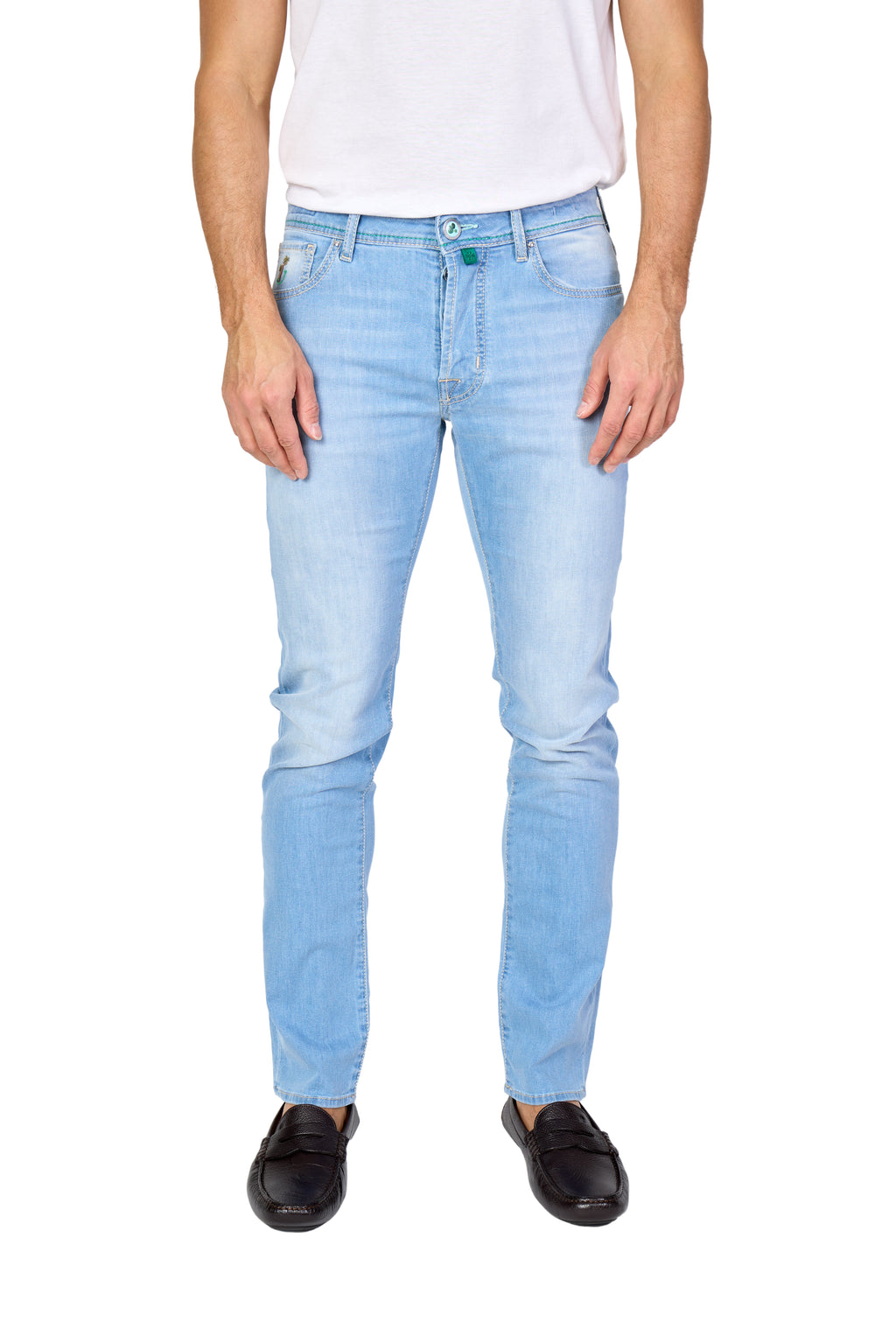 JACOB COHEN | Resort Bard Jeans With Embroidered Hotel Patch | Light Denim