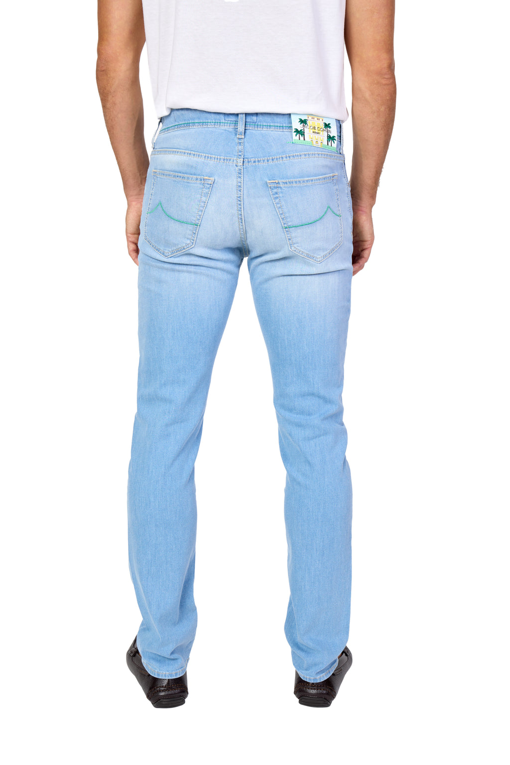 JACOB COHEN | Resort Bard Jeans With Embroidered Hotel Patch | Light Denim