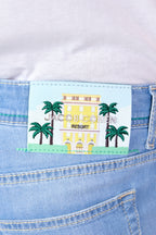 JACOB COHEN | Resort Bard Jeans With Embroidered Hotel Patch | Light Denim