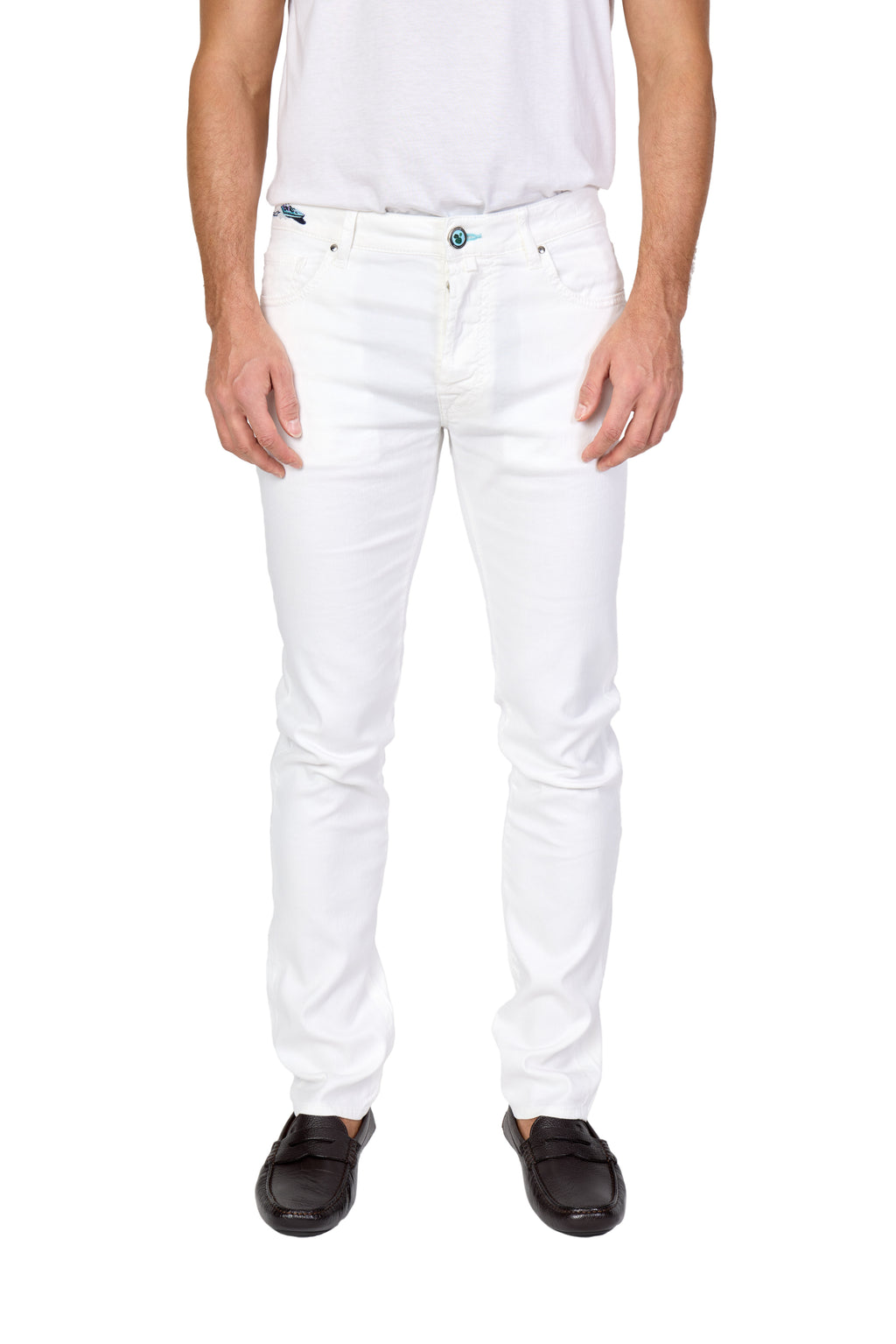 JACOB COHEN | Resort Bard Jeans With Beach Patch | White