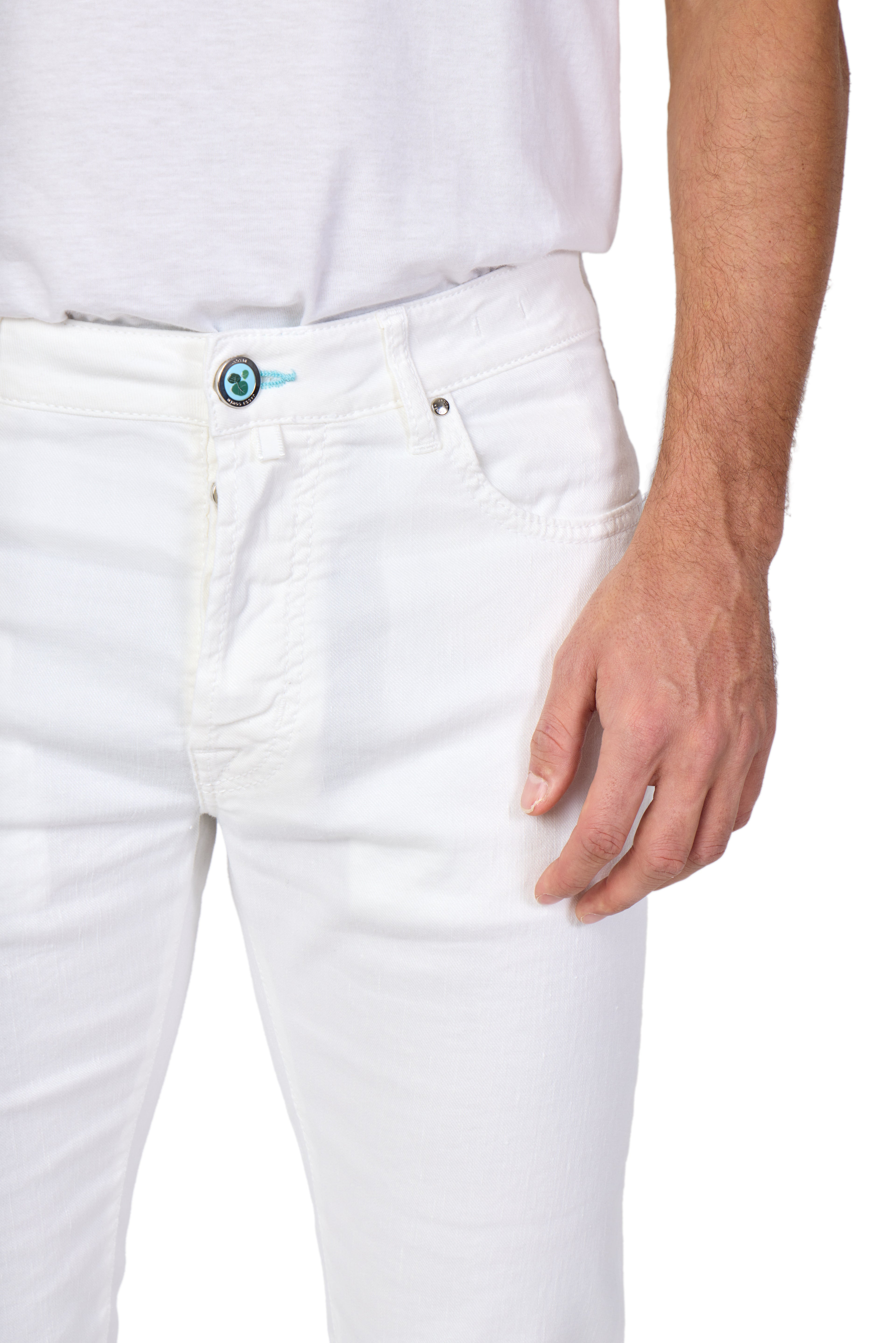 JACOB COHEN | Resort Bard Jeans With Beach Patch | White