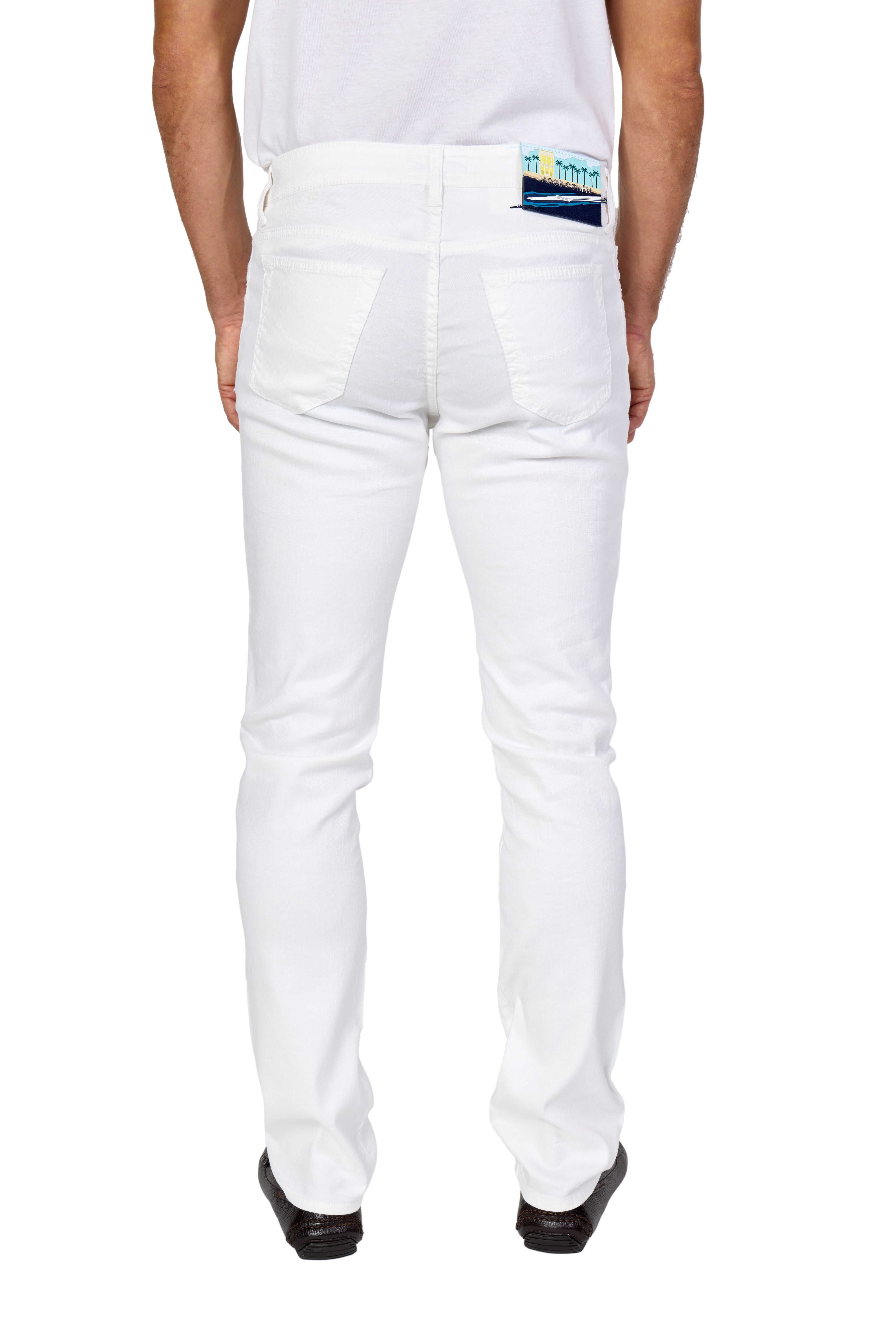 JACOB COHEN | Resort Bard Jeans With Beach Patch | White