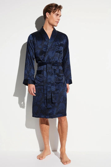 ZIMMERLI Dark Blue Paisley Silk Robe