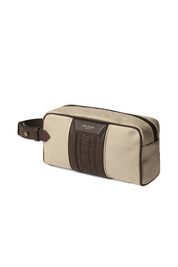 SERAPIAN | Canvas And Mosaic Washbag | Natural