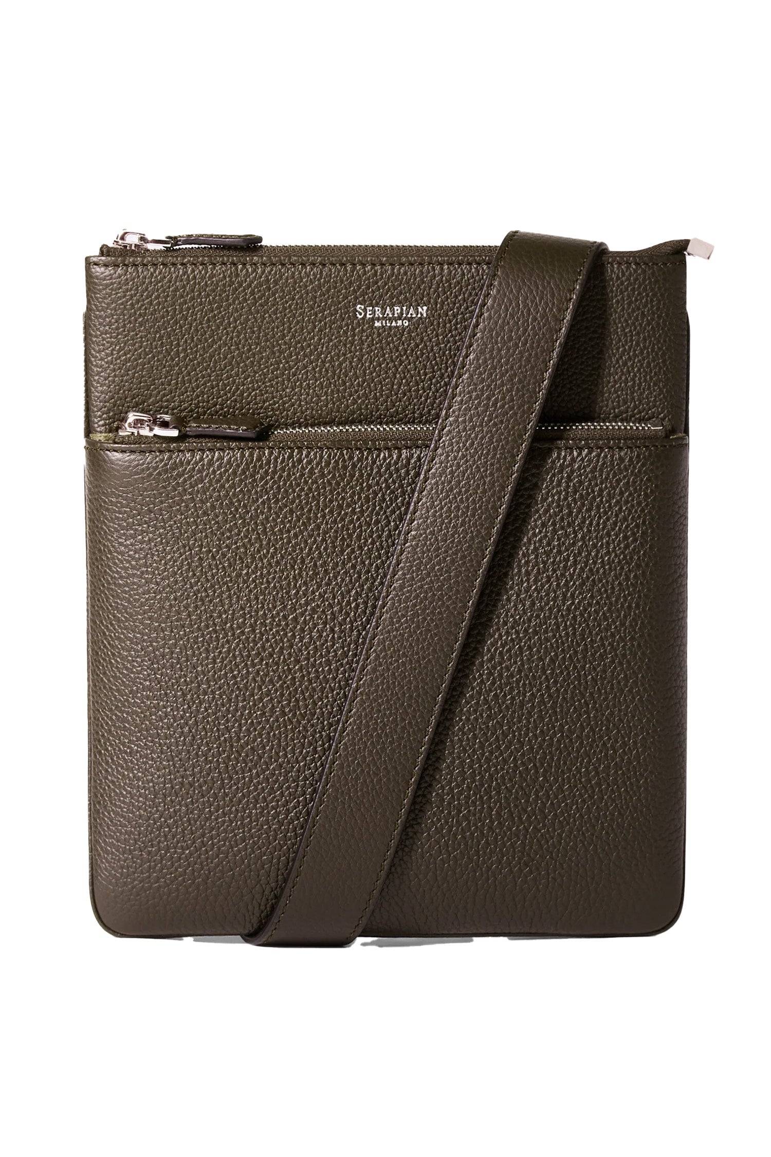 SERAPIAN | Slim Crossbody Bag | Dark Brown