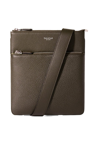 SERAPIAN | Slim Crossbody Bag | Dark Brown