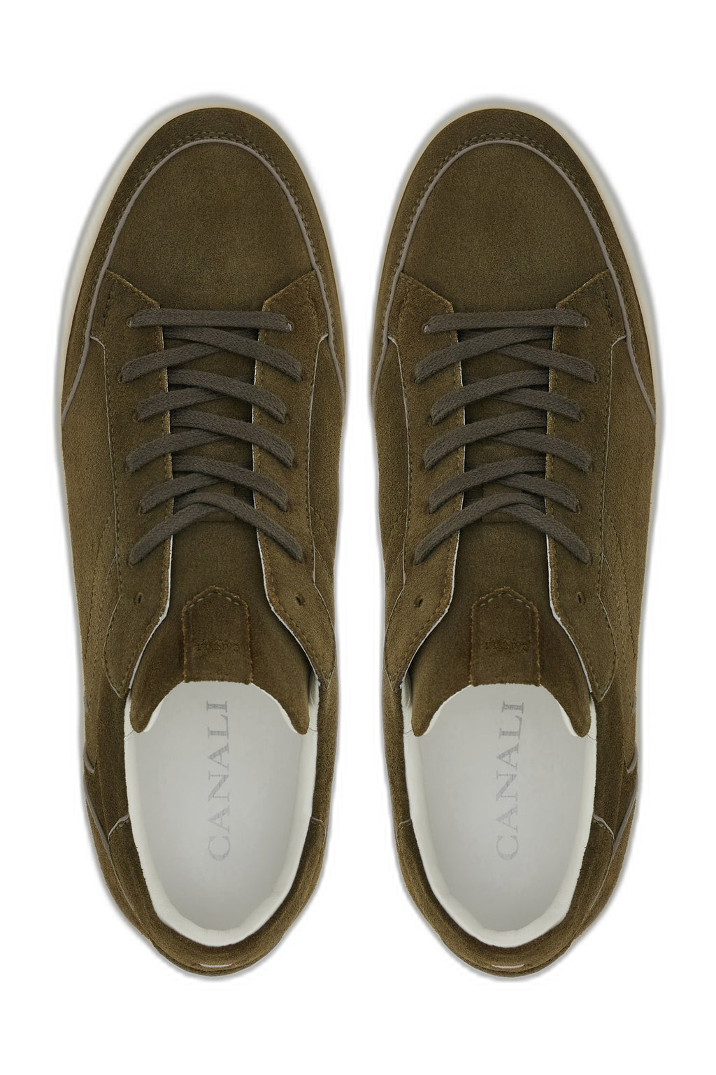CANALI | Suede Sneaker Brown Trims | Olive