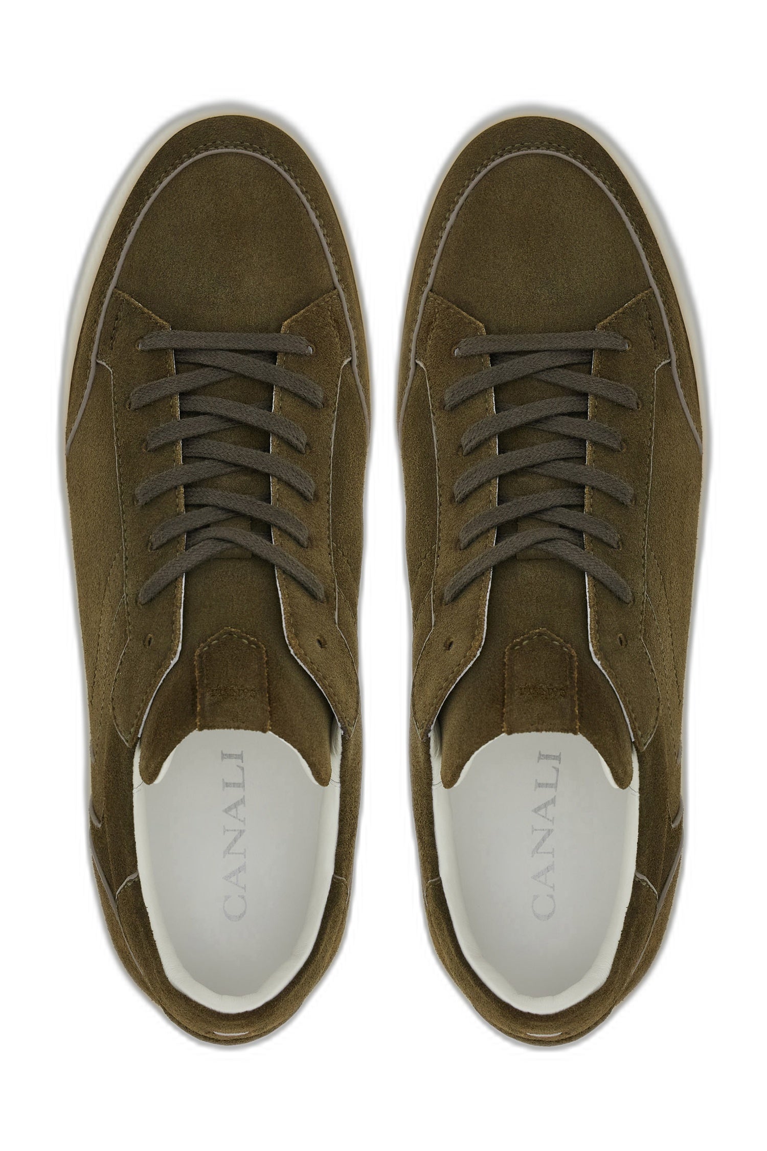 CANALI | Suede Sneaker Brown Trims | Olive