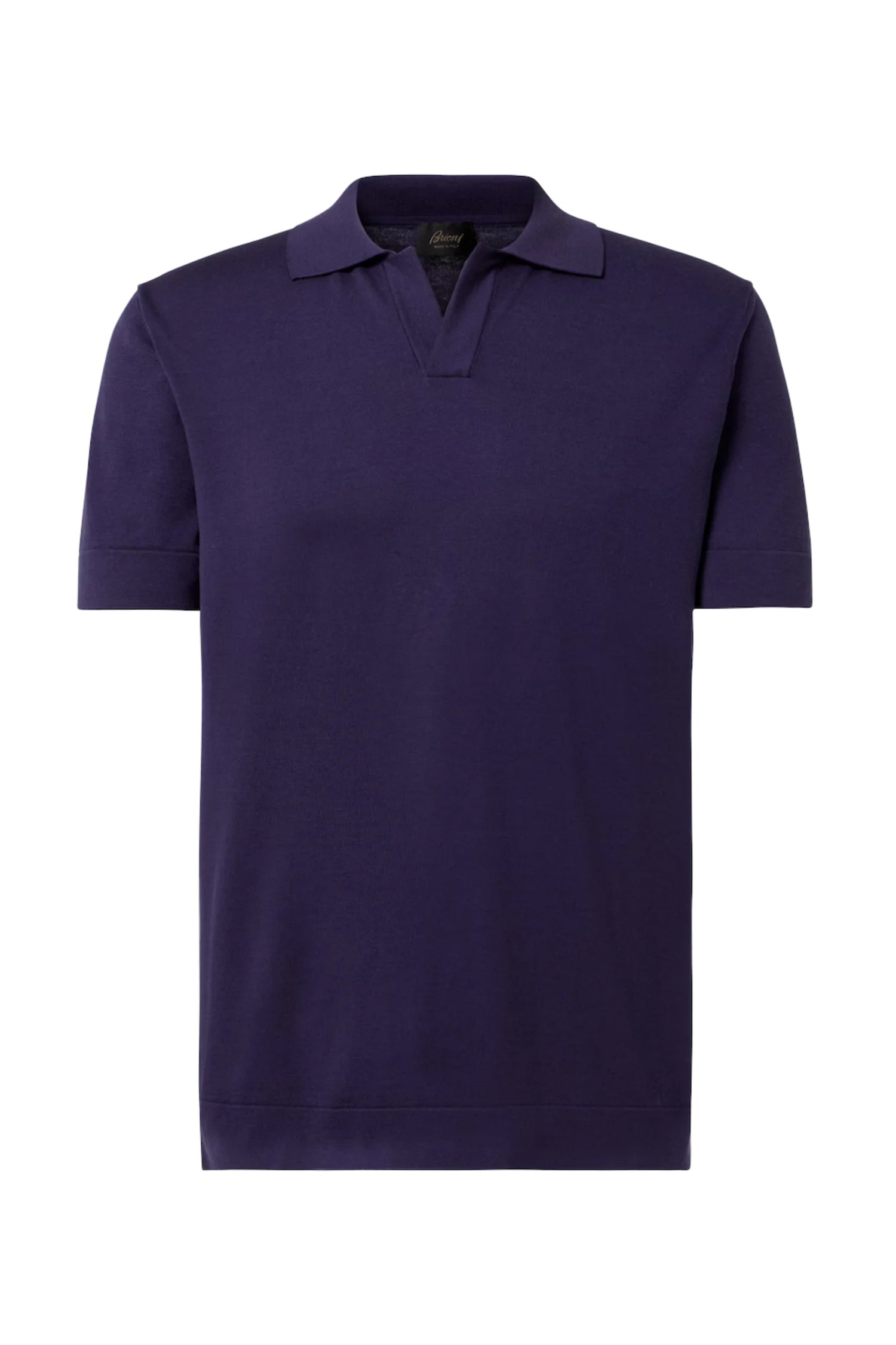 BRIONI | V-Neck Knitted Cotton Polo | Navy