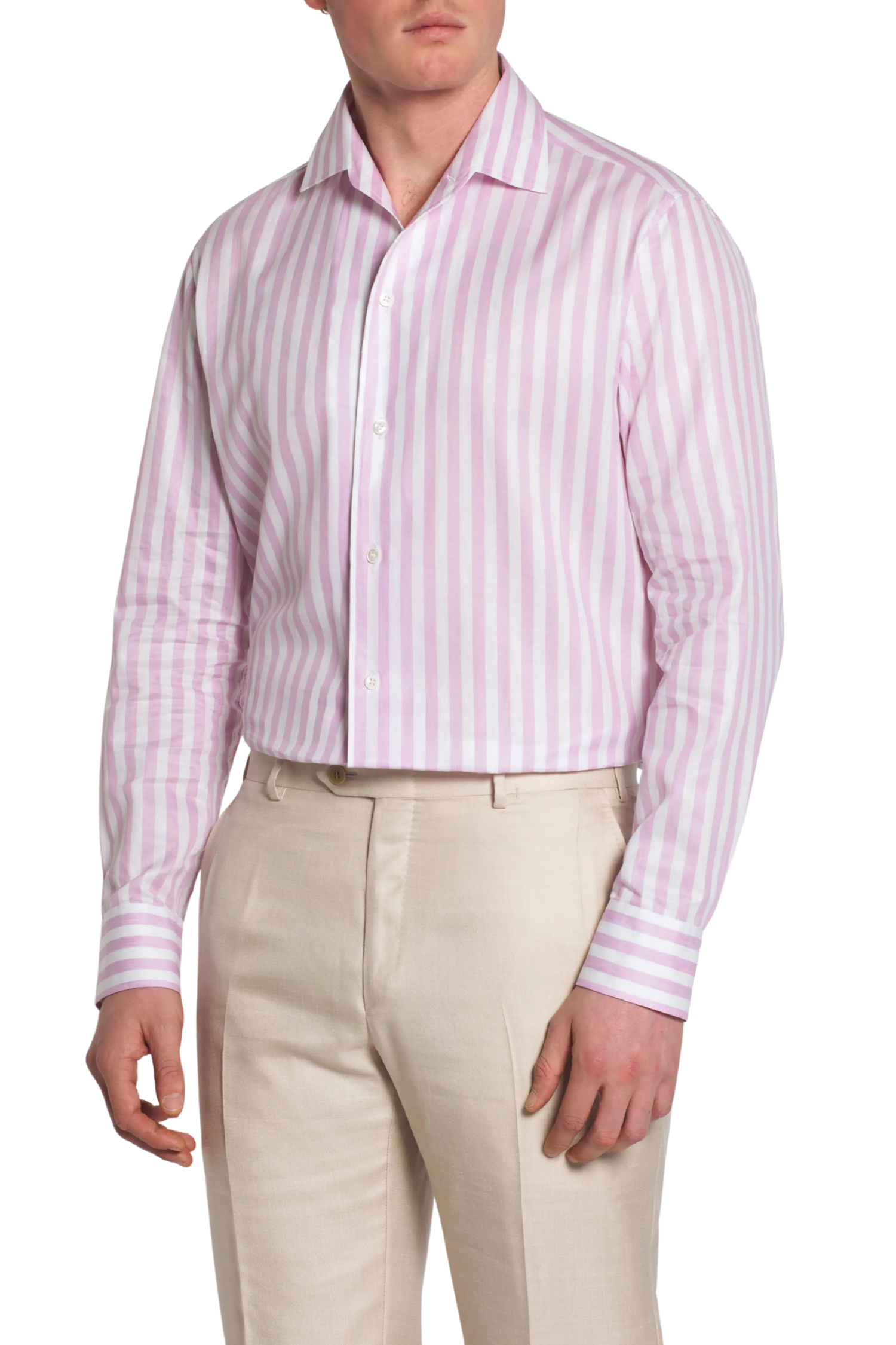 BRIONI | Casual Collar Striped Shirt | Lilac
