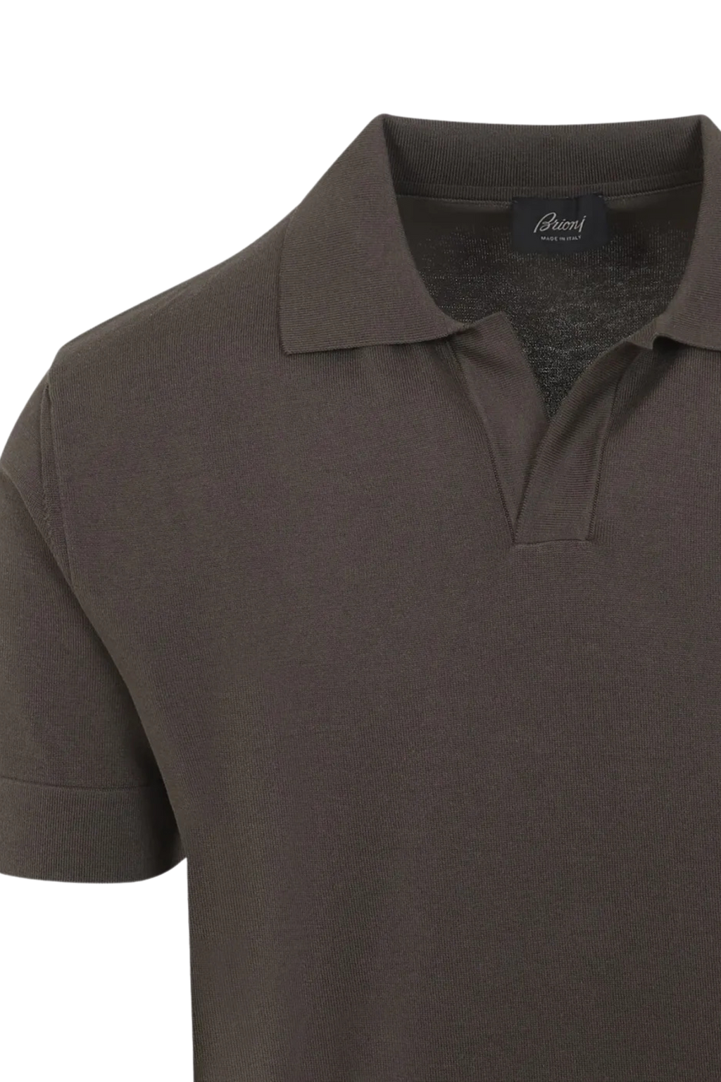 BRIONI | V-Neck Knitted Cotton Polo | Wood