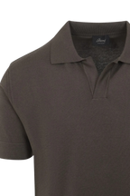 BRIONI | V-Neck Knitted Cotton Polo | Wood