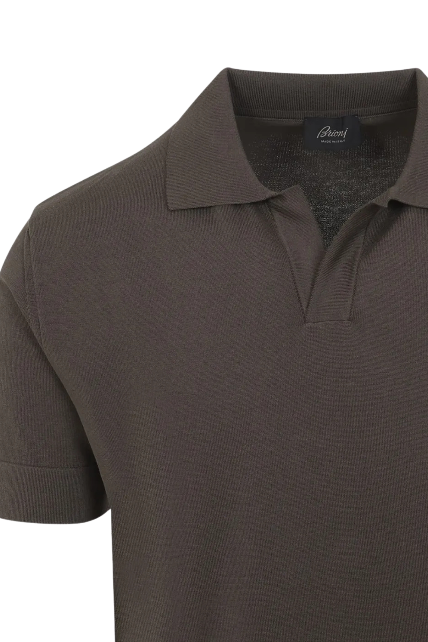 BRIONI | V-Neck Knitted Cotton Polo | Wood