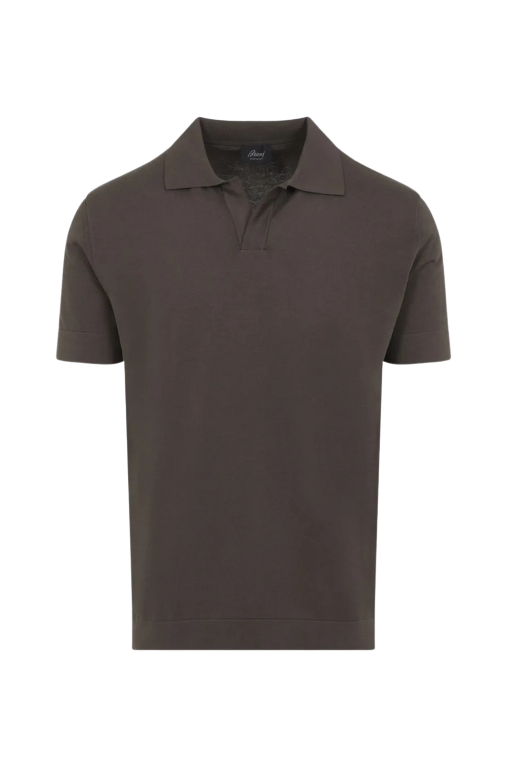 BRIONI | V-Neck Knitted Cotton Polo | Wood