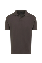 BRIONI | V-Neck Knitted Cotton Polo | Wood