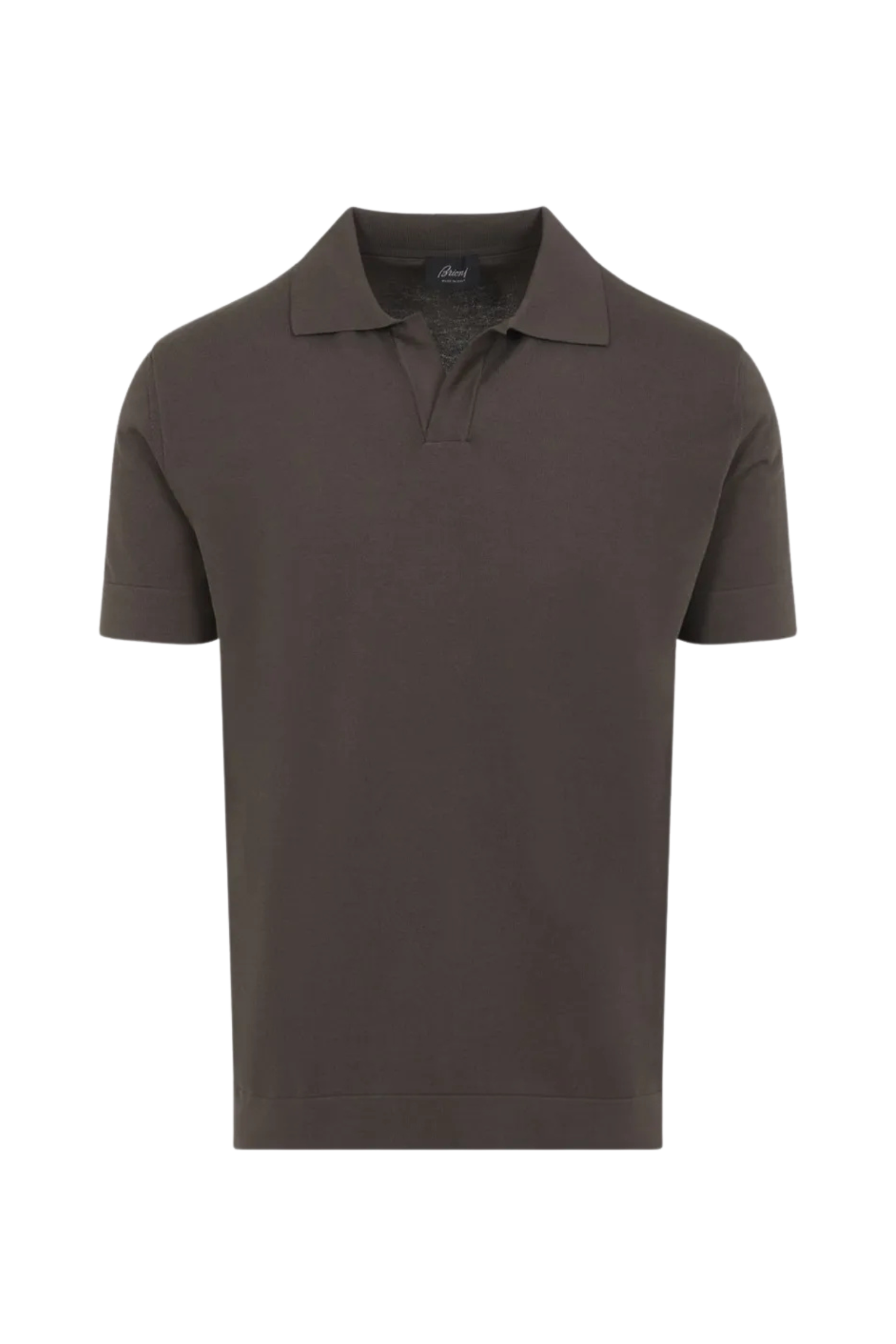 BRIONI | V-Neck Knitted Cotton Polo | Wood