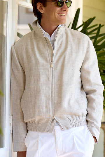 BRUNELLO CUCINELLI Pale Brown Bomber Jacket