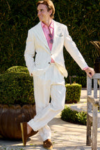BRUNELLO CUCINELLI | Wide Pinstripe Suit | White