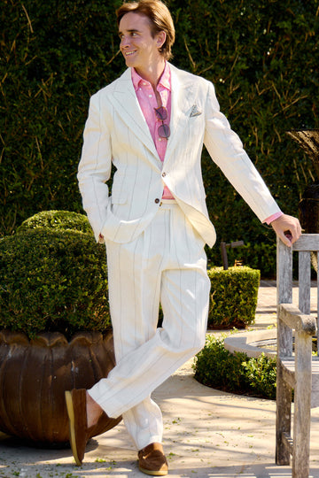 BRUNELLO CUCINELLI White Wide Pinstripe Suit